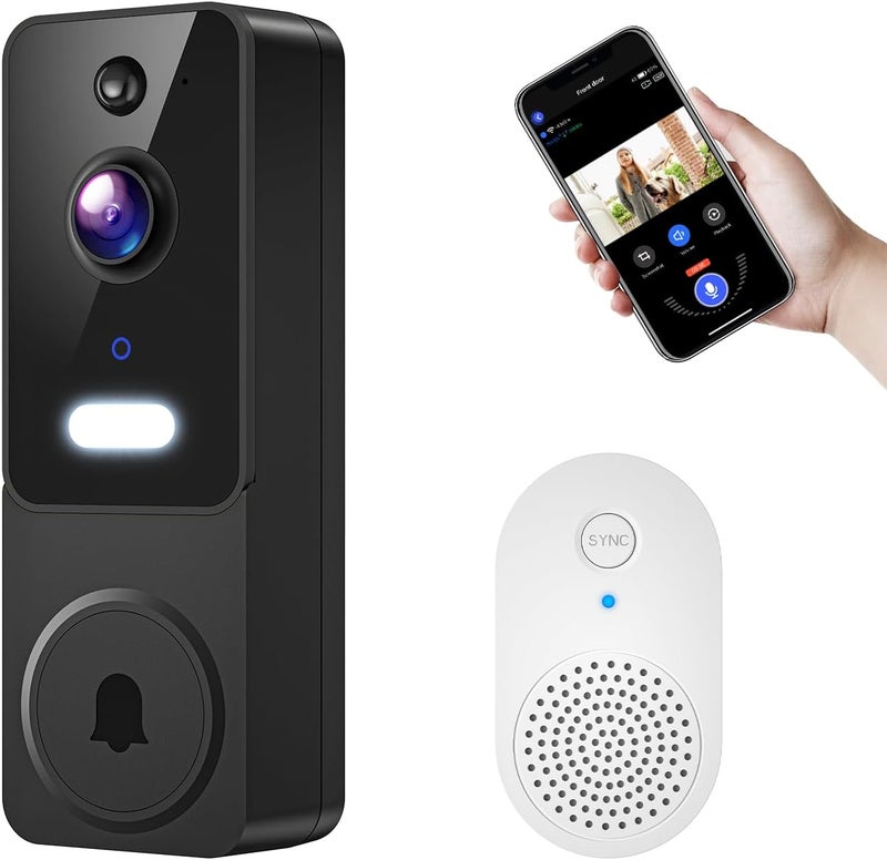 ClipBlur 1080p Wireless Video Doorbell Camera with Doorbell Receiver, Color Night Vision, 2-Way Talk, AI Human Detection and Alerts, 2.4G WiFi Only, Battery Powered, Cloud Storage (Sold Separately) - Image 1